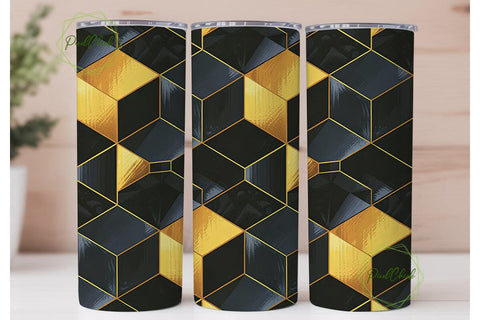 Black Gold Geometric Art 20oz Tumbler Sublimation PixelChick 