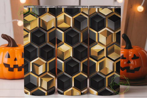 Black Gold Geometric Art 20oz Tumbler Sublimation PixelChick 