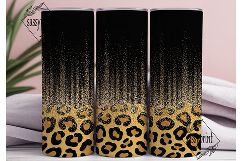 Black Gold Glitter Leopard 20oz Tumbler Sublimation sassyprint 