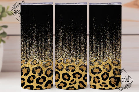 Black Gold Glitter Leopard 20oz Tumbler Sublimation sassyprint 
