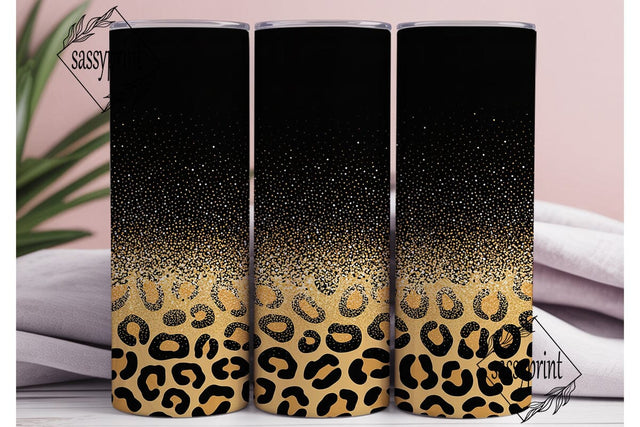 Black Gold Glitter Leopard 20oz Tumbler Sublimation sassyprint 