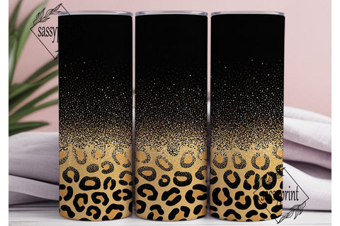 Black Gold Glitter Leopard 20oz Tumbler Sublimation sassyprint 