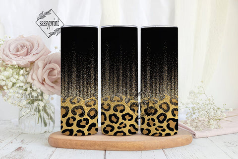 Black Gold Glitter Leopard 20oz Tumbler Sublimation sassyprint 