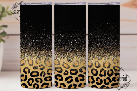 Black Gold Glitter Leopard 20oz Tumbler Sublimation sassyprint 