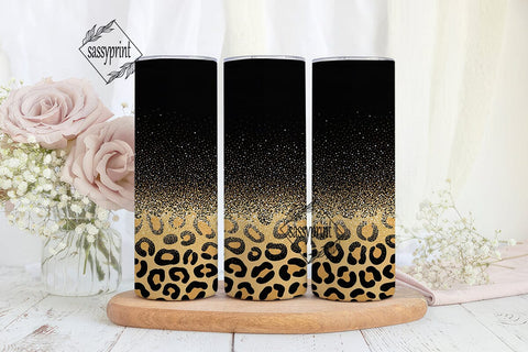 Black Gold Glitter Leopard 20oz Tumbler Sublimation sassyprint 