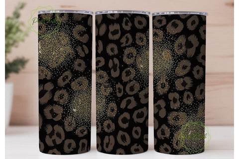 Black & Gold Leopard 20oz Tumbler Wrap Sublimation PixelChick 