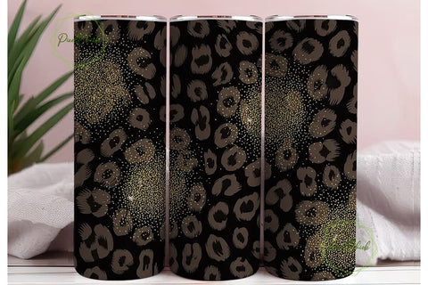 Black & Gold Leopard 20oz Tumbler Wrap Sublimation PixelChick 