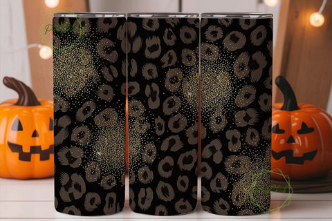 Black & Gold Leopard 20oz Tumbler Wrap Sublimation PixelChick 