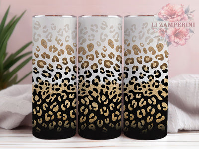 Black Gold Leopard Glitter Tumbler, Black Gold Cheetah, Metallic Background, Animal Skin Wrap, Sublimation Art, 20oz Tumbler, Bold Style Sublimation Li Zamperini 