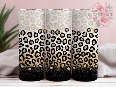 Black Gold Leopard Glitter Tumbler, Black Gold Cheetah, Metallic Background, Animal Skin Wrap, Sublimation Art, 20oz Tumbler, Bold Style Sublimation Li Zamperini 