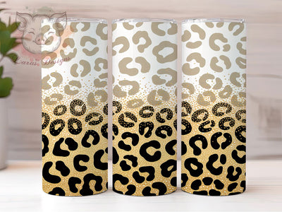 Black Gold Leopard Glitter Tumbler, Black Gold Cheetah, Metallic Glitter, Animal Print, Glam Tumbler, 20oz Tumbler, Sublimation Design Sublimation Lara' s Designs 