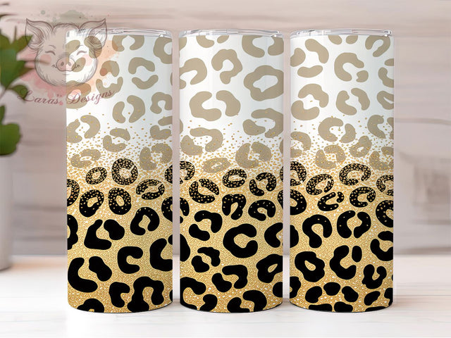 Black Gold Leopard Glitter Tumbler, Black Gold Cheetah, Metallic Glitter, Animal Print, Glam Tumbler, 20oz Tumbler, Sublimation Design Sublimation Lara' s Designs 