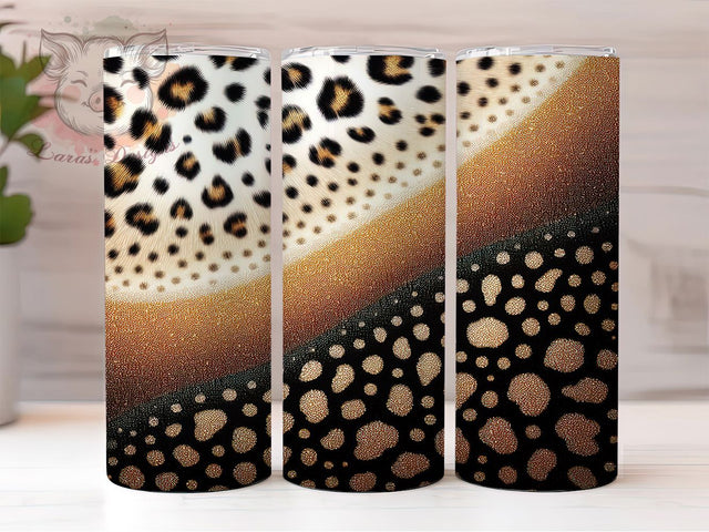 Black Gold Leopard Glitter Tumbler, Black Gold Cheetah, Metallic Glitter, Animal Print, Glam Tumbler, 20oz Tumbler, Sublimation Design Sublimation Lara' s Designs 