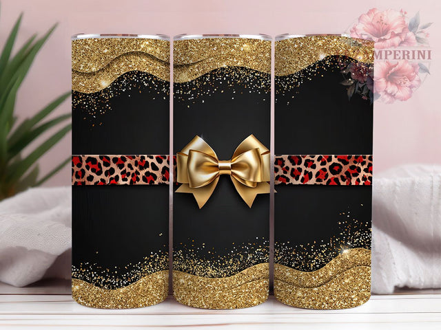Black Gold Leopard Print Tumbler, Black Gold Leopard, Glam Leopard Design, Gold Glitter Look, Animal Print Tumbler, 20oz Tumbler, Sublimation Design Sublimation Li Zamperini 