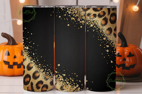 Black Gold Leopard Print Tumbler Wrap Sublimation PixelChick 