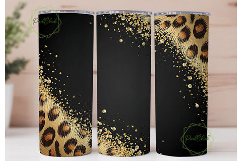 Black Gold Leopard Print Tumbler Wrap Sublimation PixelChick 