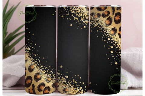 Black Gold Leopard Print Tumbler Wrap Sublimation PixelChick 