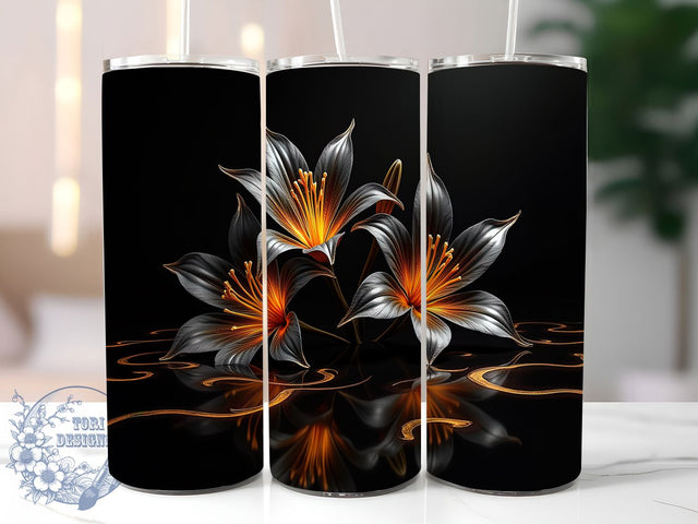Black Gold Lily Elegant Tumbler Wrap, Elegant Floral Mug, Luxury Flower Cup, Chic Botanical Wrap, Sophisticated Bloom Design, Classy Aesthetic Gift, Sublimation Tumbler Wrap Sublimation ToriDesigns 