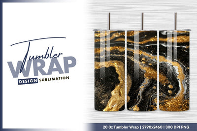 Black gold liquid marble texture tumbler png Sublimation Regulrcrative 