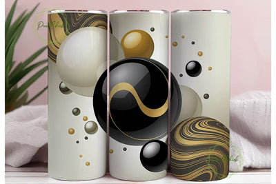 Black & Gold Marble Spheres 20oz Tumbler Sublimation PixelChick 