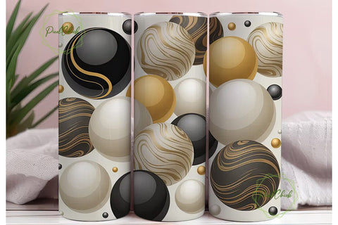Black & Gold Marble Spheres 20oz Tumbler Sublimation PixelChick 