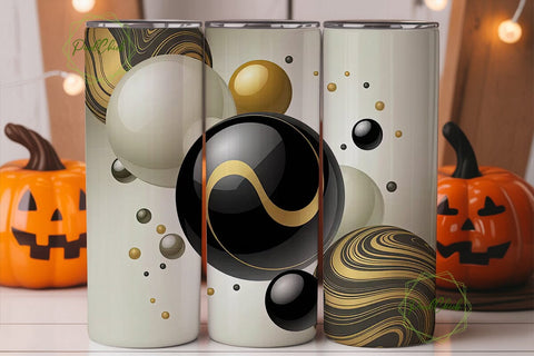 Black & Gold Marble Spheres 20oz Tumbler Sublimation PixelChick 