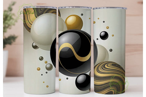 Black & Gold Marble Spheres 20oz Tumbler Sublimation PixelChick 