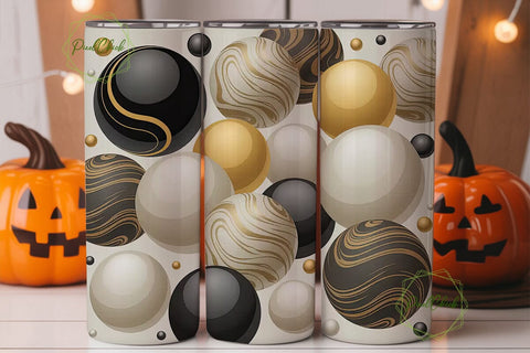 Black & Gold Marble Spheres 20oz Tumbler Sublimation PixelChick 