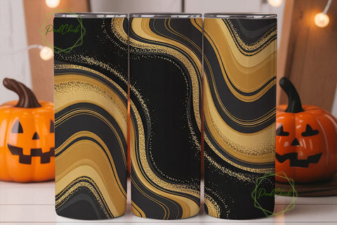Black & Gold Marble Tumbler Wrap Sublimation PixelChick 