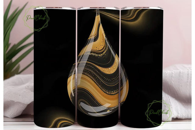 Black & Gold Marble Tumbler Wrap Sublimation PixelChick 