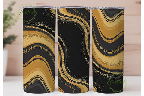 Black & Gold Marble Tumbler Wrap Sublimation PixelChick 