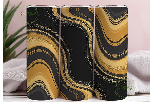 Black & Gold Marble Tumbler Wrap Sublimation PixelChick 