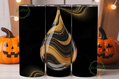 Black & Gold Marble Tumbler Wrap Sublimation PixelChick 