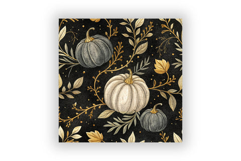Black Gold Pumpkin Patch Toile Paper, Seamless Watercolor Pattern Bundle, Printable Scrapbook Paper, Dark Autumn Design Collection Digital Pattern FloridPrintables 