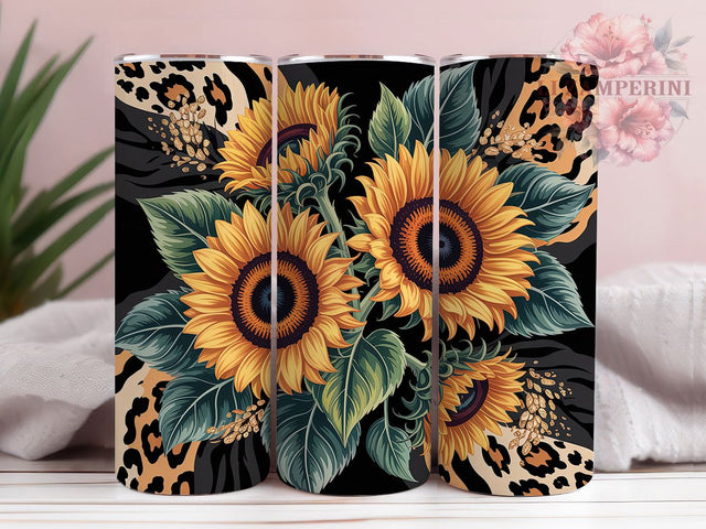 Black Gold Sunflower Tumbler, Sunflowers, Elegant Floral, Luxury Style, Chic Design, 20Oz Tumbler, Sublimation Wrap Sublimation Li Zamperini 