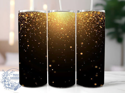 Black Gold Tumbler Wrap, Glitter Ombre Design, 20oz Sublimation, Elegant Tumbler, Sparkly Drinkware, Ombre Glitter Tumbler, Stylish Tumbler Wrap Sublimation ToriDesigns 