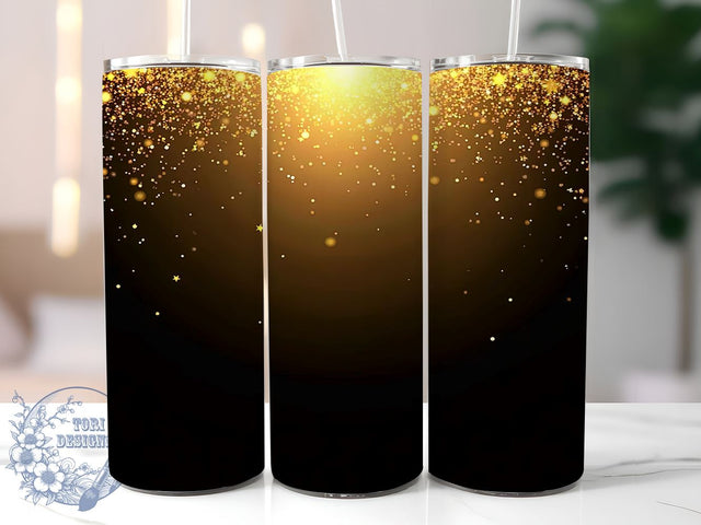 Black Gold Tumbler Wrap, Glitter Ombre Design, 20oz Sublimation, Elegant Tumbler, Sparkly Drinkware, Ombre Glitter Tumbler, Stylish Tumbler Wrap Sublimation ToriDesigns 