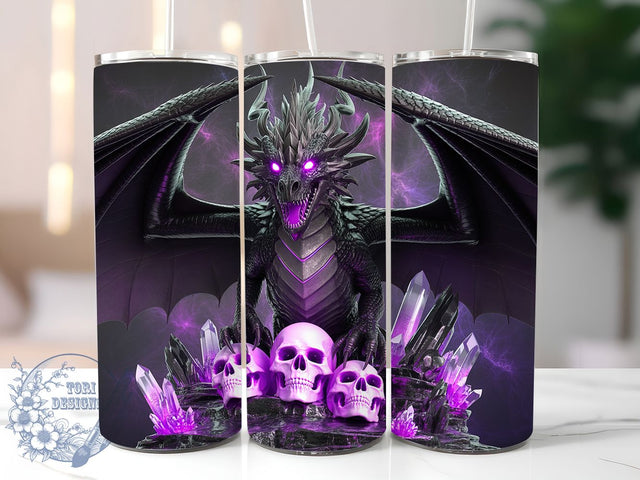 Black Gothic Fantasy Dragon Tumbler, Fantasy Dragon Wrap, 20Oz Sublimation Design, Mythical Creature Cup, Gothic Dragon Drinkware, Dark Fantasy Tumbler, Fierce Dragon Mug Sublimation ToriDesigns 