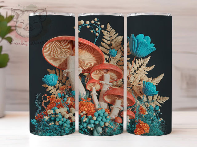 Black Gothic Mushroom Cottagecore Tumbler Wrap, 3D Mushroom Wrap, Dark Cottagecore PNG, 20OZ Sublimation Design, Mystical Tumbler Art, Gothic Mushroom Cup, Forest Magic Wrap Sublimation Lara' s Designs 