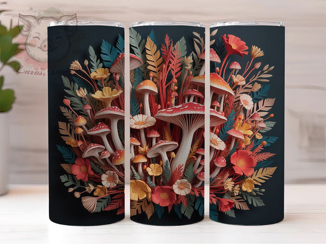 Black Gothic Mushroom Cottagecore Tumbler Wrap, 3D Mushroom Wrap, Dark Cottagecore PNG, 20OZ Sublimation Design, Mystical Tumbler Art, Gothic Mushroom Cup, Forest Magic Wrap Sublimation Lara' s Designs 