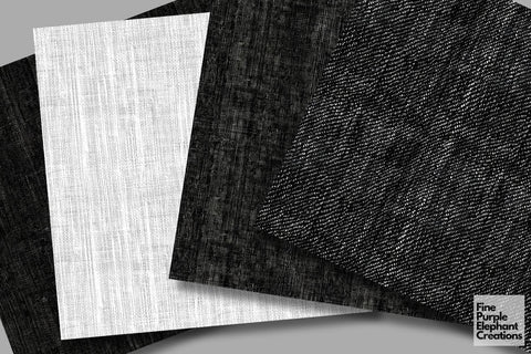 Black Grey White Jean Denim Digital Paper - Textured Worn Distressed Cowboy Digital Pattern Fine Purple Elephant Creations 