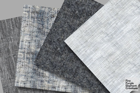 Black Grey White Jean Denim Digital Paper - Textured Worn Distressed Cowboy Digital Pattern Fine Purple Elephant Creations 