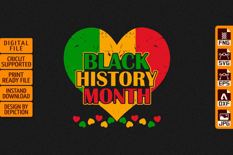 Black History Month Heart T-Shirt, Pride Month Shirt, February Is Black History Month Shirt Print Template Sketch DESIGN Depiction Studio 
