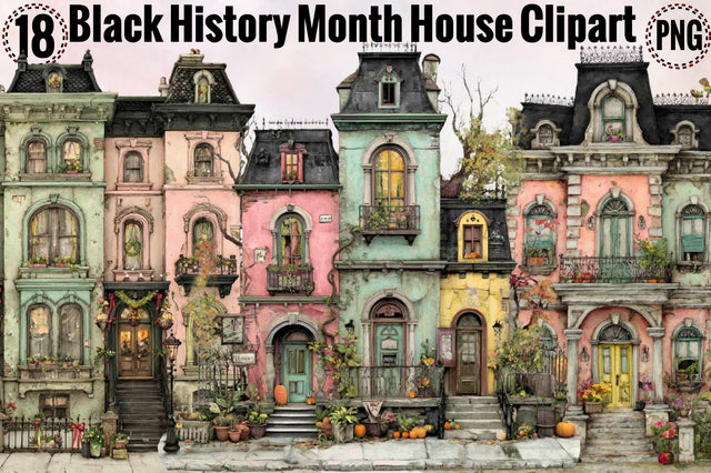 Black History Month House Clipart Bundle. Sublimation SVGArt 