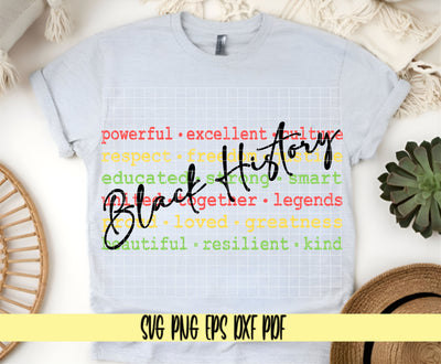 Black History Month Typography Shirt Design - Digital Cut File for Cricut - PNG PDF DXF EPS SVG DigitalDesigns365 