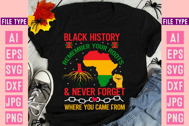 Black History Remember Your Roots & Never Forget Where You Came From SVG, Black History Month SVG Cut File,Black History Month T-Shirt Design,Black History Month SVG Bundle,lives matter t-shirt Design,Black History Month SVG Cut File, SVG BlackCatsMedia 