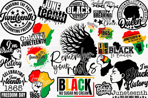 Black History SVG Bundle, Black History Quotes, Juneteenth Sayings, Black History Svg, Png, Dxf, Afro Quotes, 20 T-shirt Digital Designs SVG TonisArtStudio 