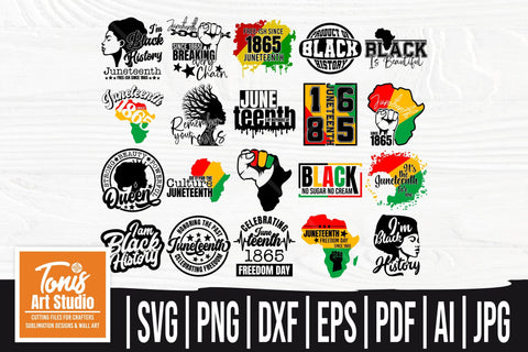 Black History SVG Bundle, Black History Quotes, Juneteenth Sayings, Black History Svg, Png, Dxf, Afro Quotes, 20 T-shirt Digital Designs SVG TonisArtStudio 