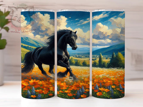 Black Horse 20oz Tumbler Png, Straight & Tapered Tumbler Png, Fall Animals Tumbler Png, Digital Download PNG Sublimation Lara' s Designs 