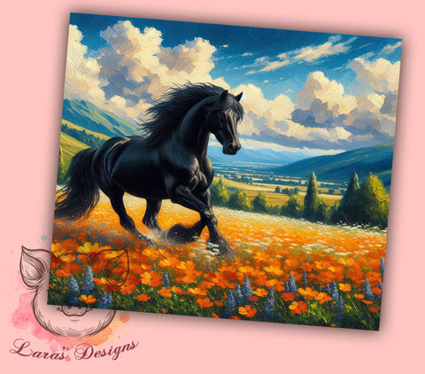 Black Horse 20oz Tumbler Png, Straight & Tapered Tumbler Png, Fall Animals Tumbler Png, Digital Download PNG Sublimation Lara' s Designs 